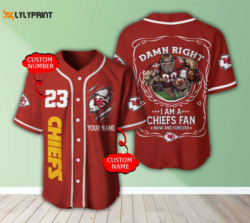 Kansas City Chiefs Personalized Baseball Jersey Fan Gifts - lylyprint.com