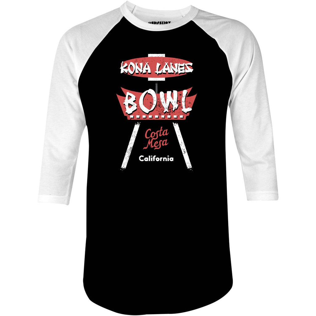 Kona Lanes - Costa Mesa, CA - Vintage Bowling Alley - 3/4 Sleeve Raglan