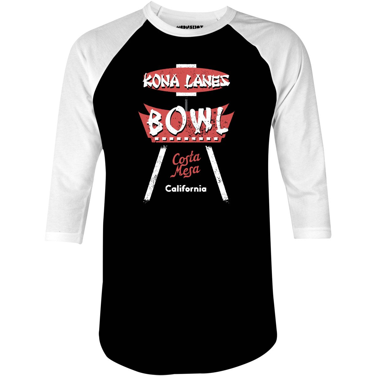 Kona Lanes - Costa Mesa, CA - Vintage Bowling Alley - 3/4 Sleeve Raglan