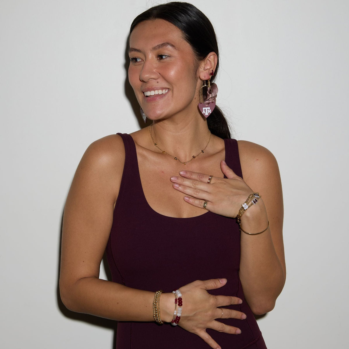 Maroon Stone Sweetheart Studs