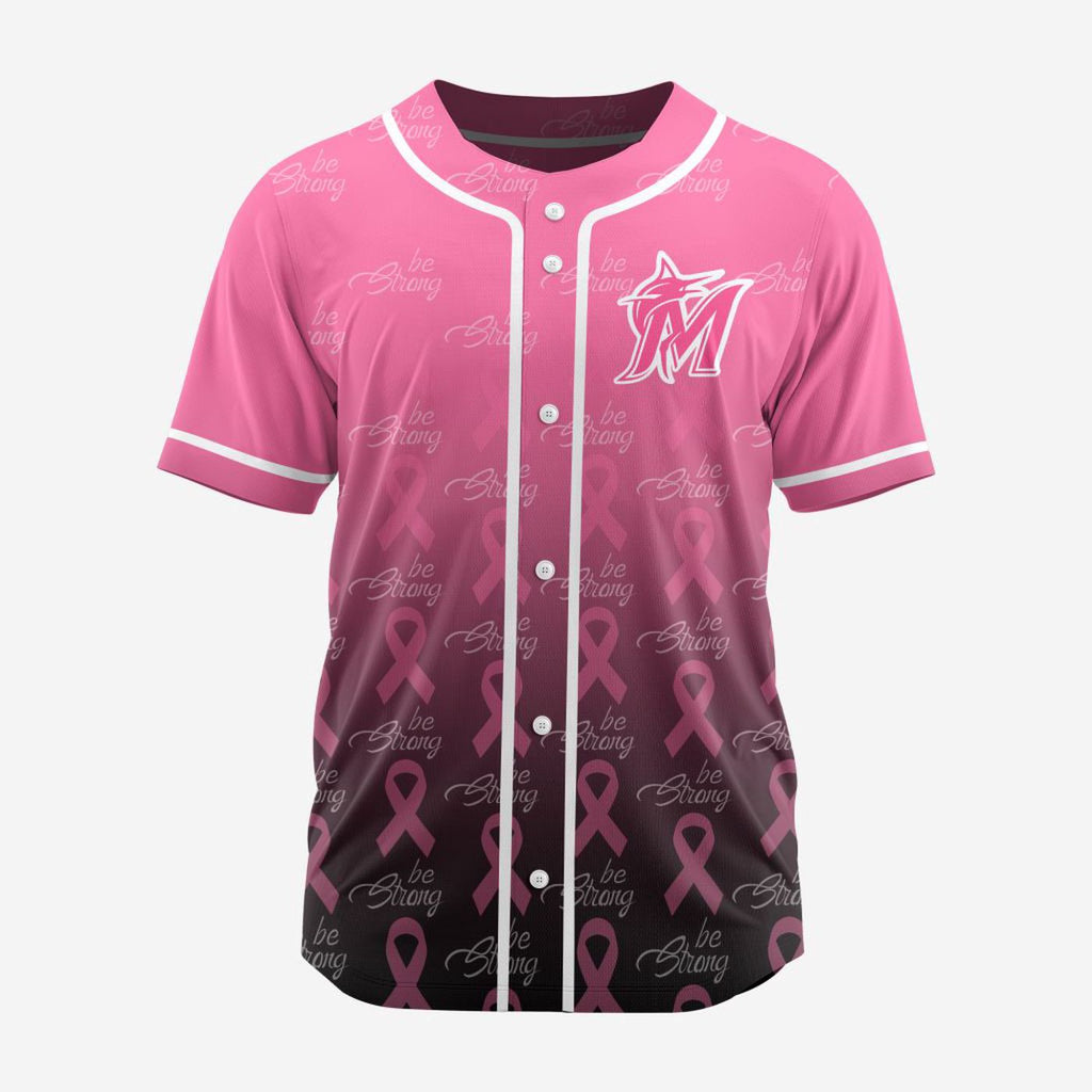 MLB Miami Marlins Special Pink Design Fight Breast Cancer Baseball Jersey Gift for Men Women - Bafud