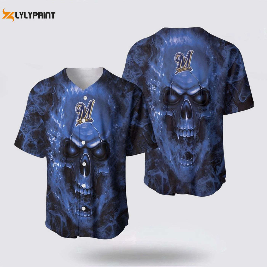 Milwaukee Brewers Baseball Jersey Skull: Your Ultimate Baseball Journey Companion for Fans - Gift for Men Women - lylyprint.com