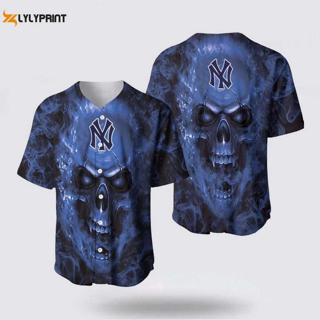 MLB New York Yankees Baseball Jersey: Stylish Skull Symbolizing Fan Passion - lylyprint.com