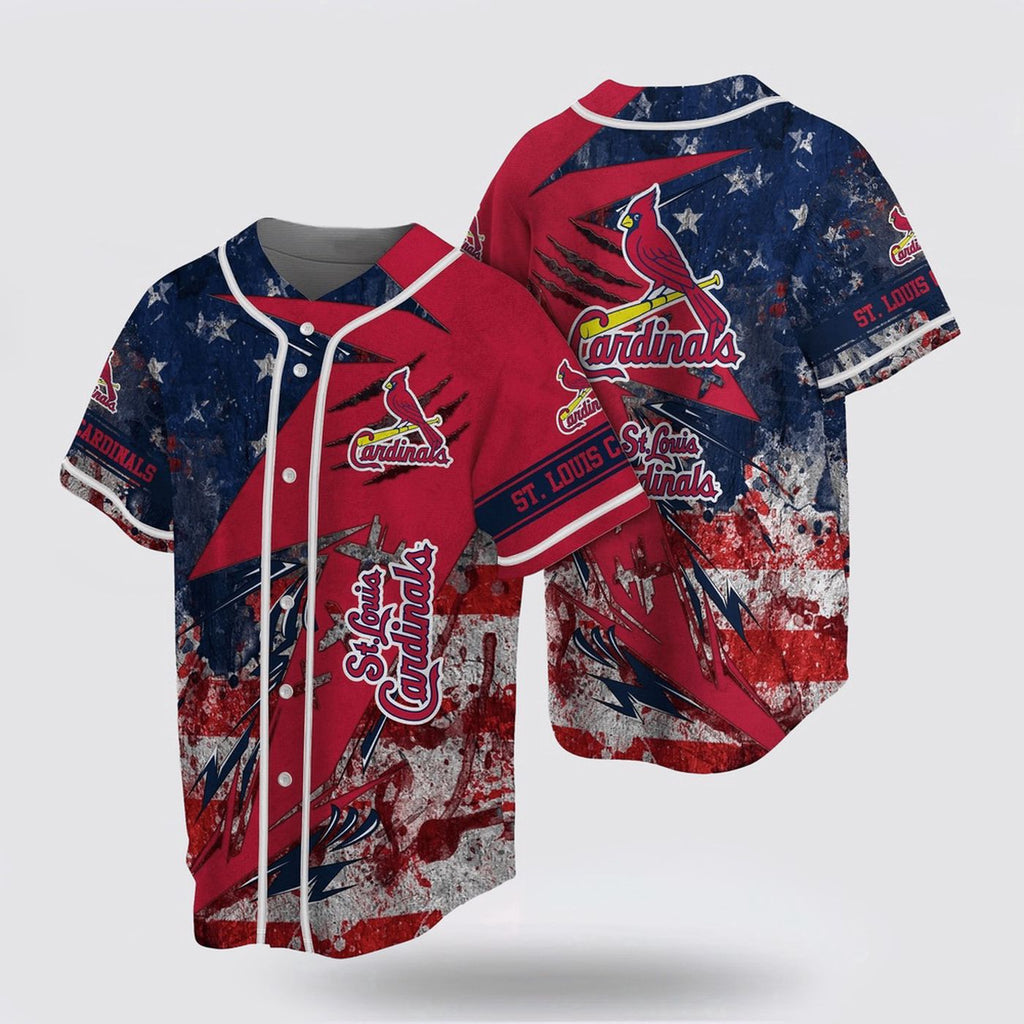 Show Your MLB Pride with the St Louis Cardinals US Flag Baseball Jersey! - lylyprint.com