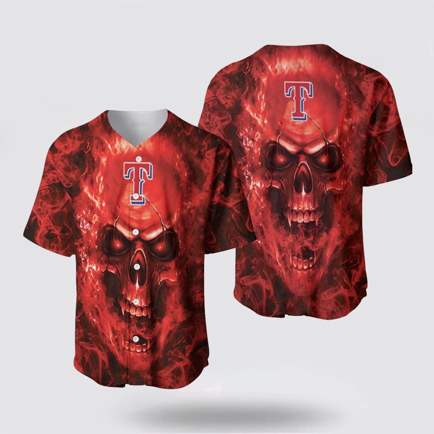 MLB Texas Rangers Baseball Jersey: Skull Harmony for Fans - lylyprint.com