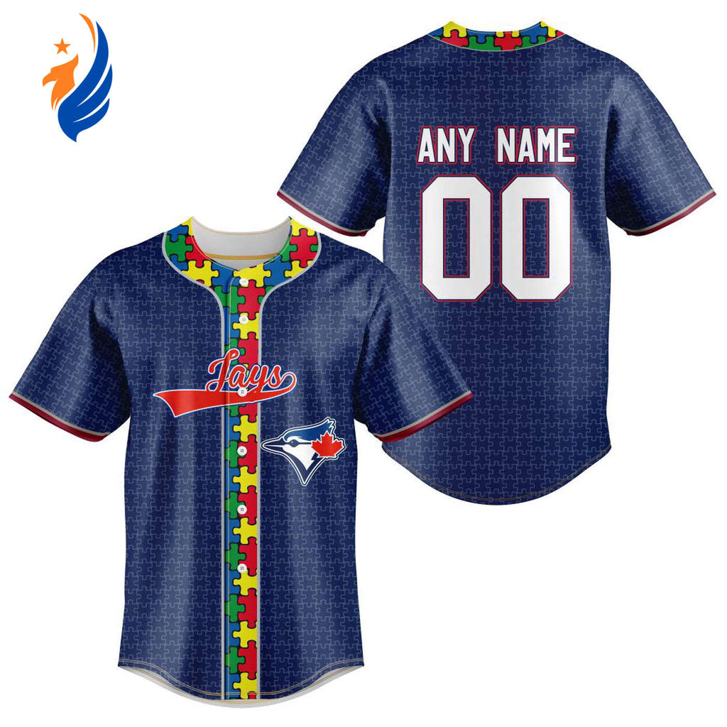 MLB Toronto Blue Jays Specialized Baseball Jersey Fearless Aganst Autism Gift for Men Women - Bafud