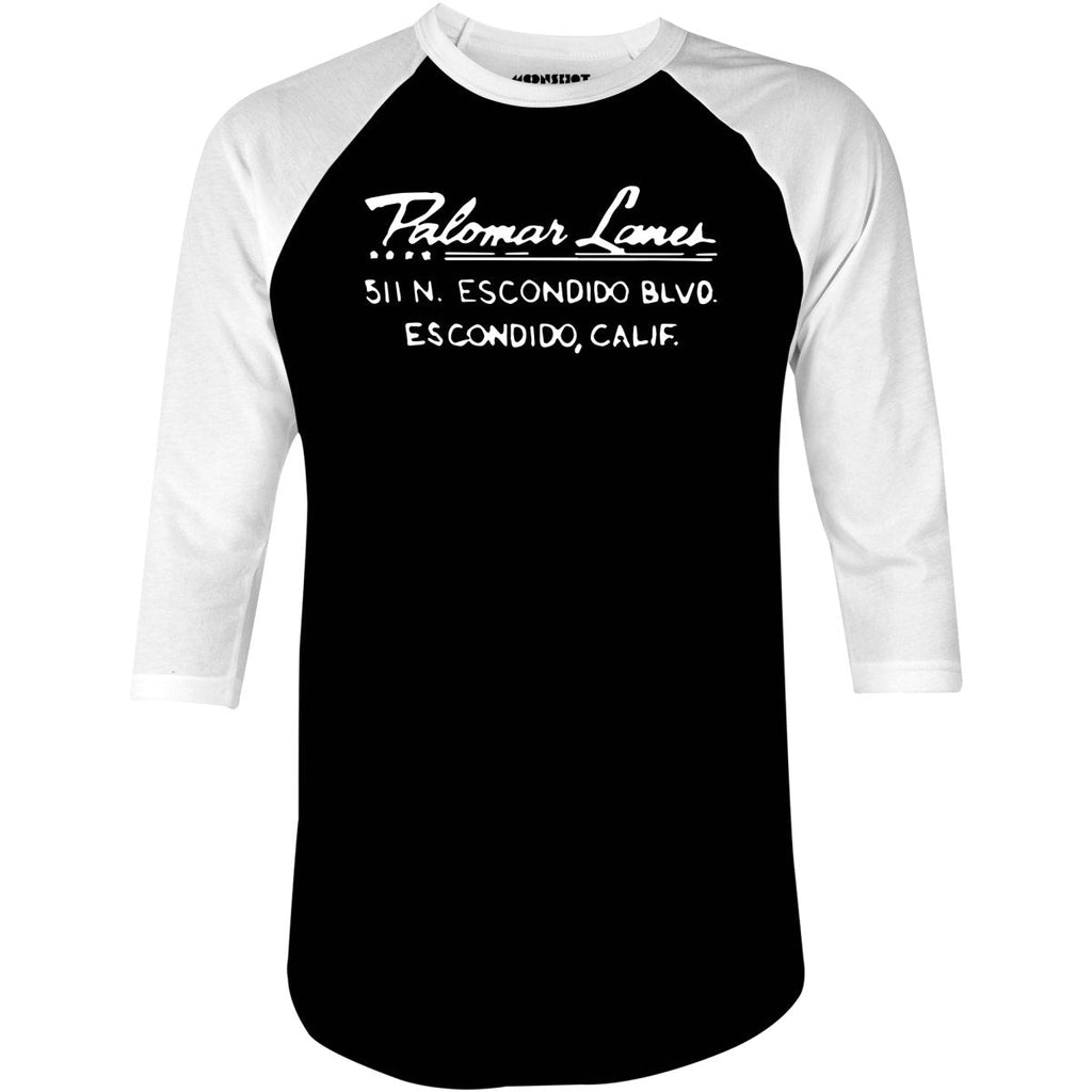 Palomar Lanes - Escondido, CA - Vintage Bowling Alley - 3/4 Sleeve Raglan