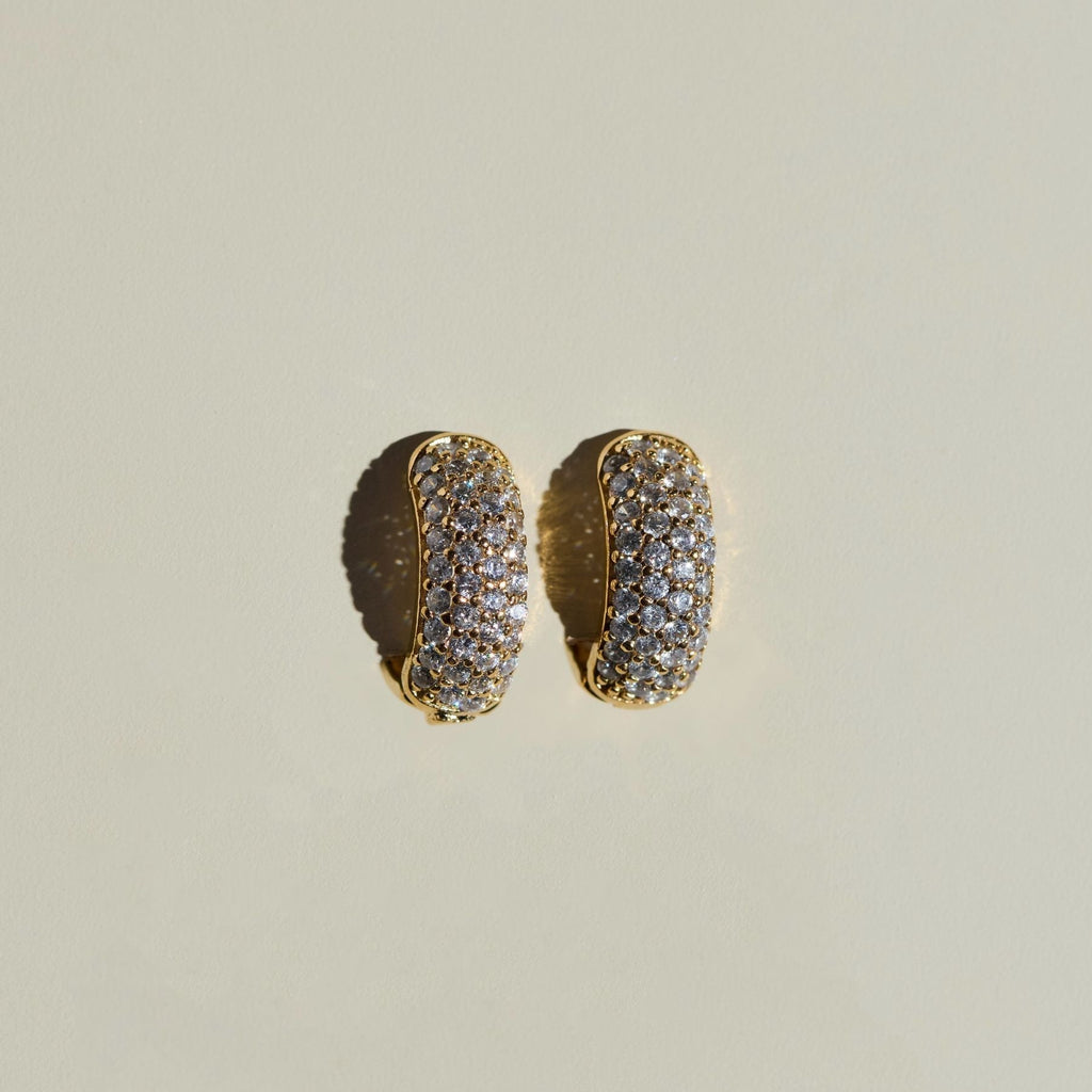 Gold Pavé Dome Huggies