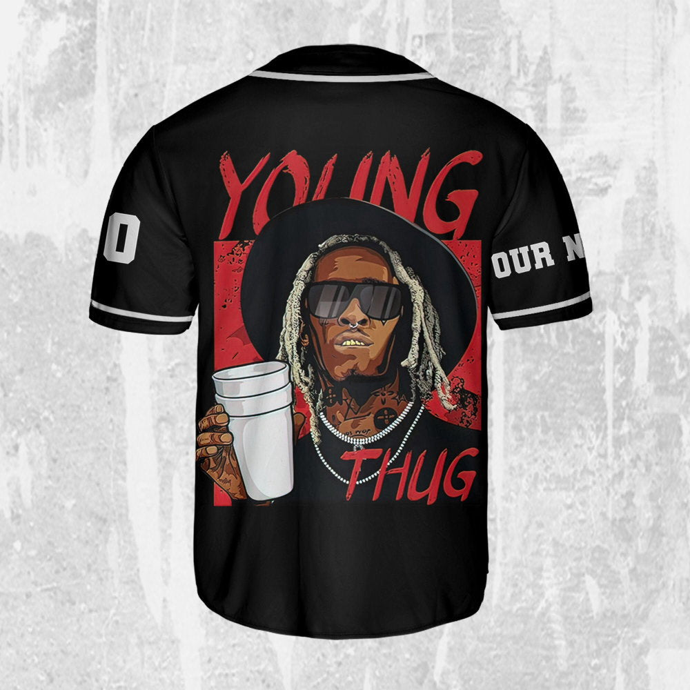 Personalize Young Thug Cool Black And Red Jersey, Young Thug Baseball Jersey - lylyprint.com