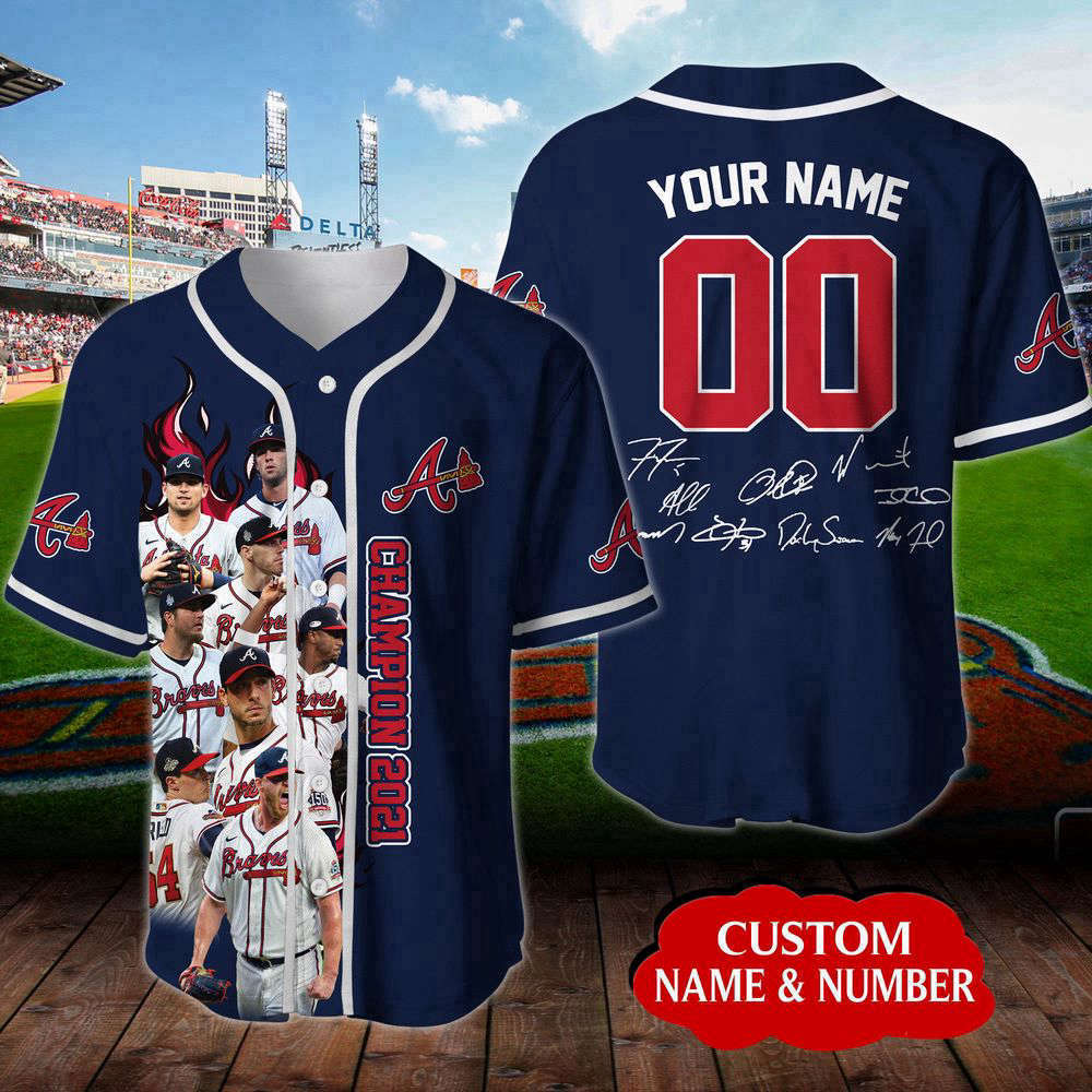 Personalized Atlanta Braves Signatures All Over Print 3D Baseball Jersey For Men Women - Aopprinter