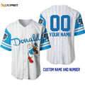 Personalized Donald Duck All Over Print Pinstripe Baseball Jersey - lylyprint.com