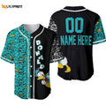 Personalized Donald Duck Pattern All Over Print Baseball Jersey & Turquoise - lylyprint.com