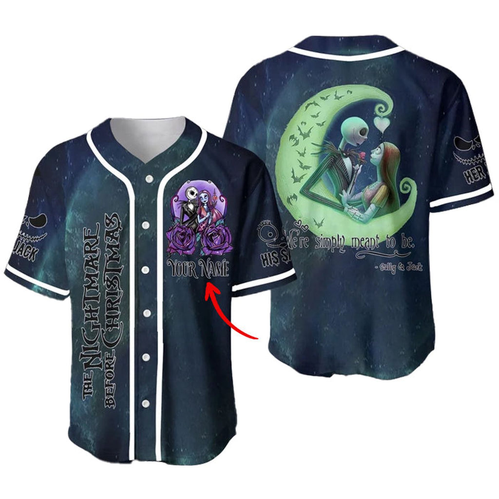 Personalized Jack & Sally We’re Simply Meant To Be Baseball Jersey - Gift for Men Women - Gift for Men Women - lylyprint.com