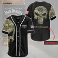 Personalized JD Old Time Skull Pattern All Over Print Camo Unisex Baseball Jersey - lylyprint.com