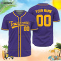 Personalized Purple And Yellow Team Name Baseball Jersey - Aopprinter