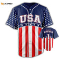 Personalized USA Flag Pattern All Over Print Unisex Baseball Jersey - lylyprint.com