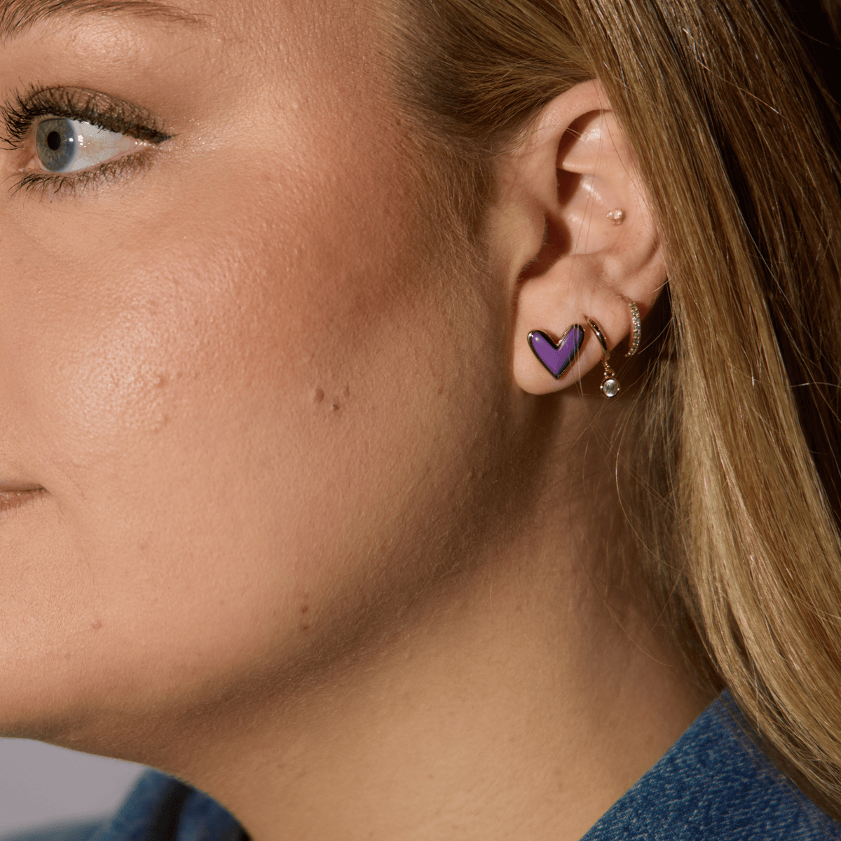 Purple Stone Sweetheart Studs