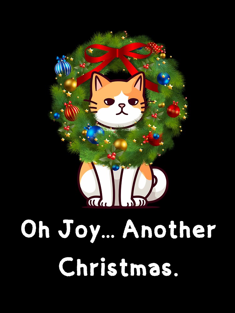 Funny Orange Cat Christmas Wearing Wreath - Sarcastic Christmas Saying by Cat Stories