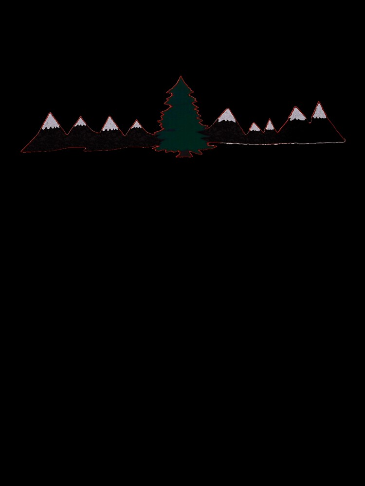 Evergreen Tree and Snowy Peaks Silhouette by Liqvorx