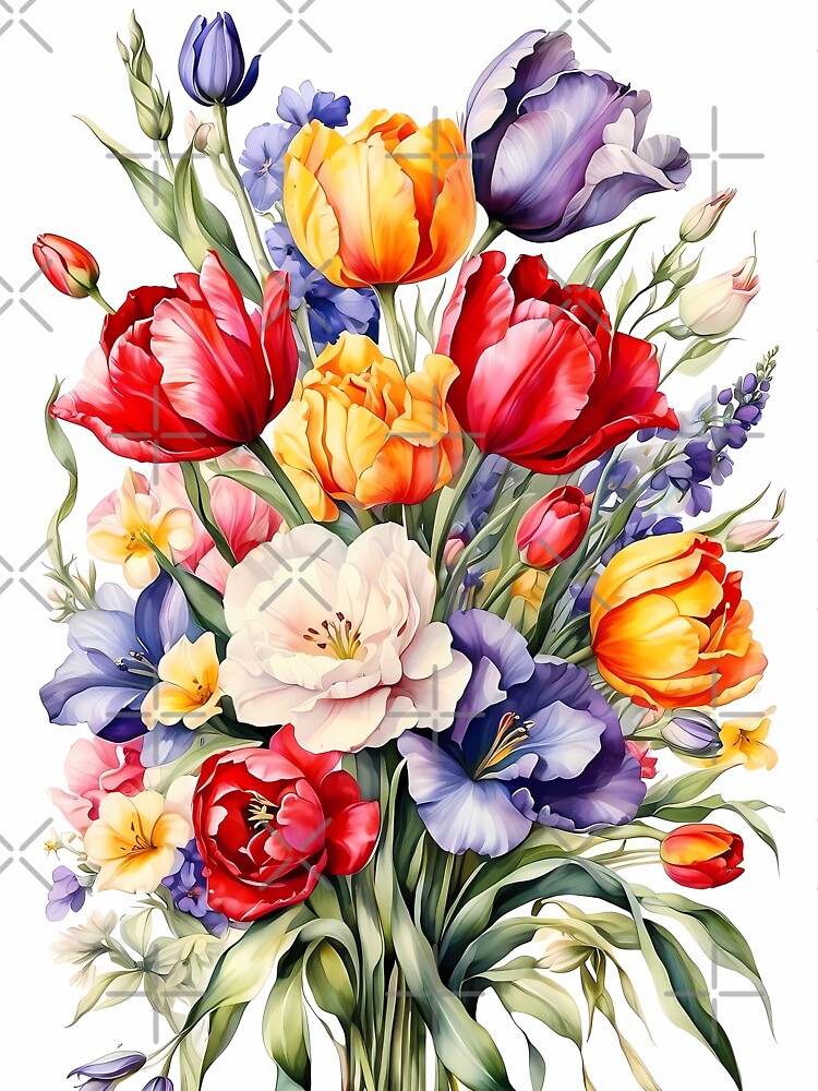Ethereal Symphony: Tulips, Irises, Lisianthus, and Stock Bouquet by Chicandcool