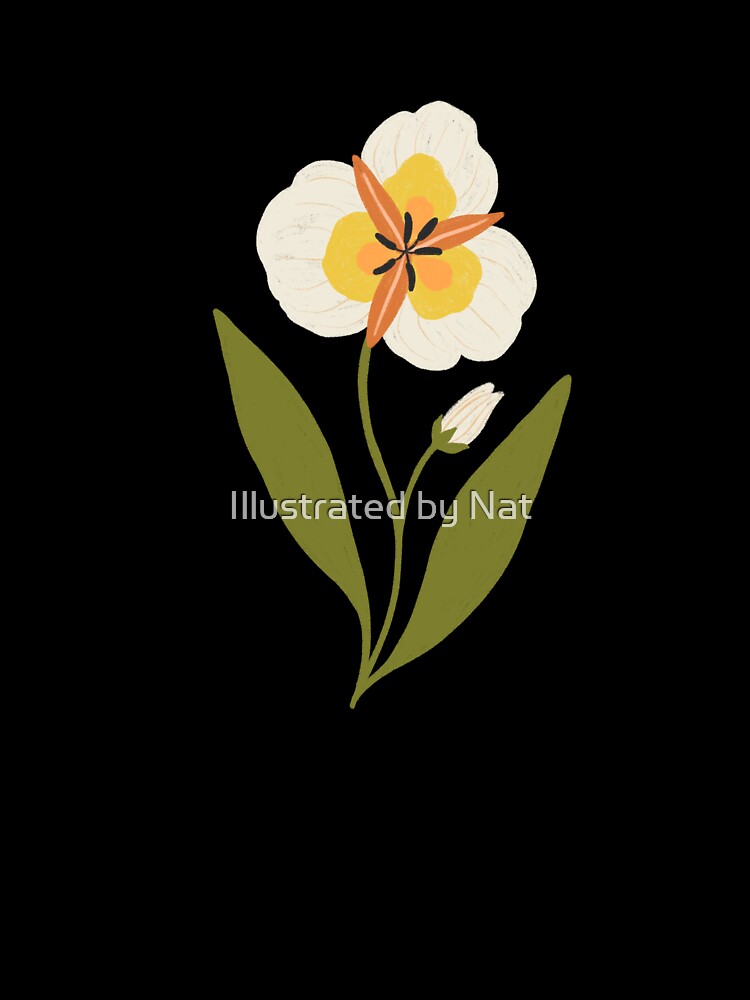 Trailing mariposa lily flowers - Pastel teal by Illustrated by Nat