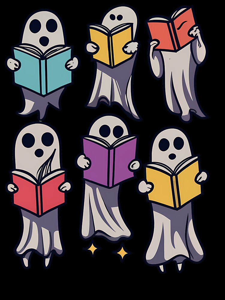 Ghost Reading - Spooky Reading Season by Funny Vintage Stickers And T-Shirts