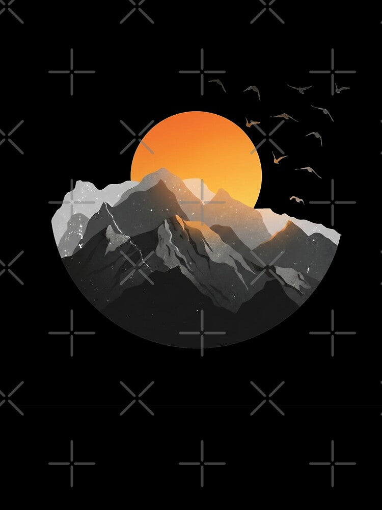 Minimalist Mountain Sunset Design by WormJ