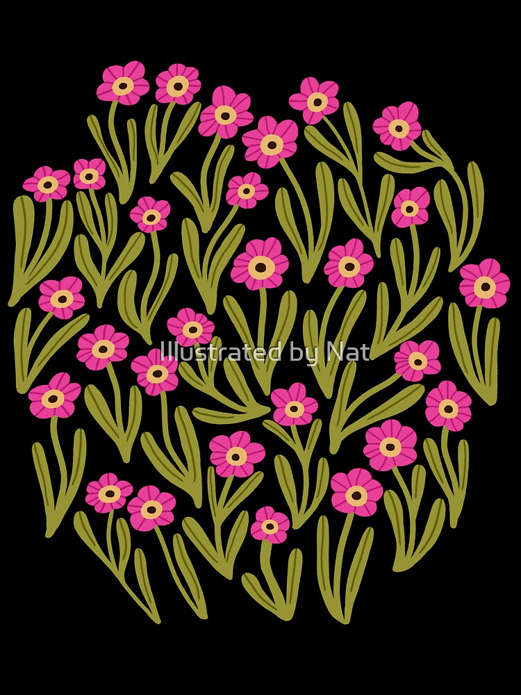 Cute minimalist ditsy flowers in cream, pink and green by Illustrated by Nat