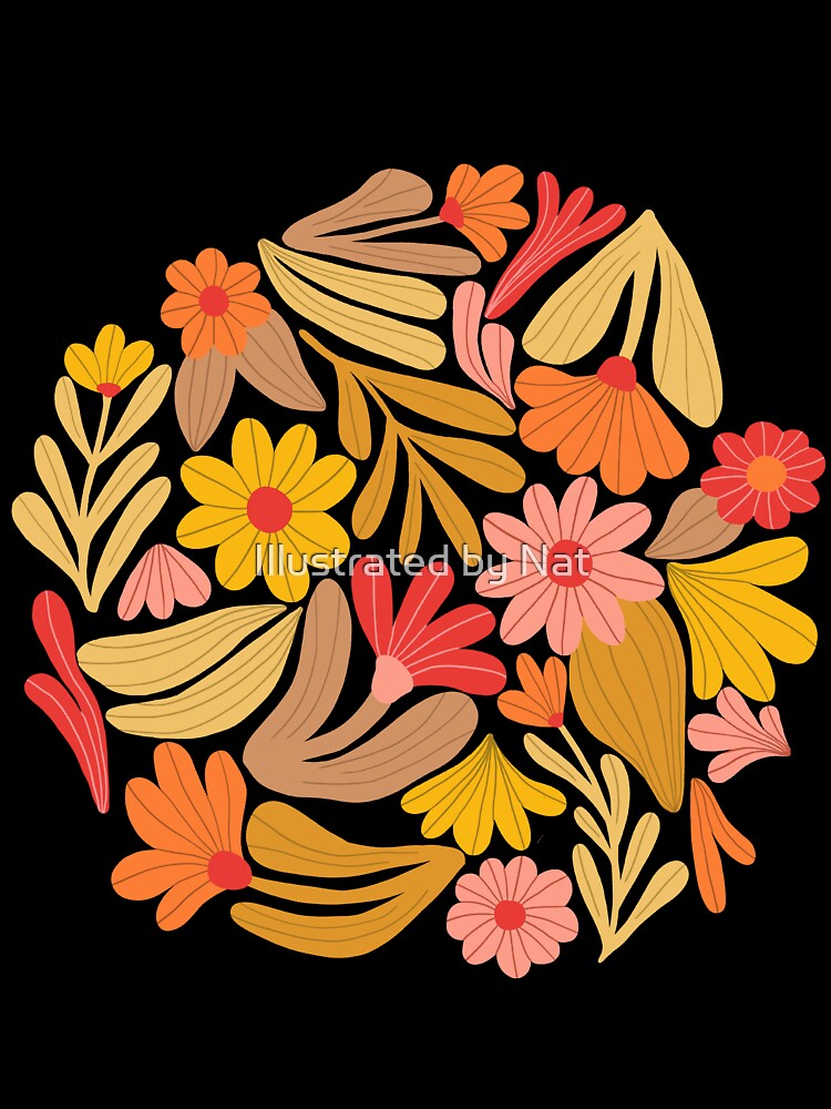 Bright happy flowers in brown and yellow by Illustrated by Nat