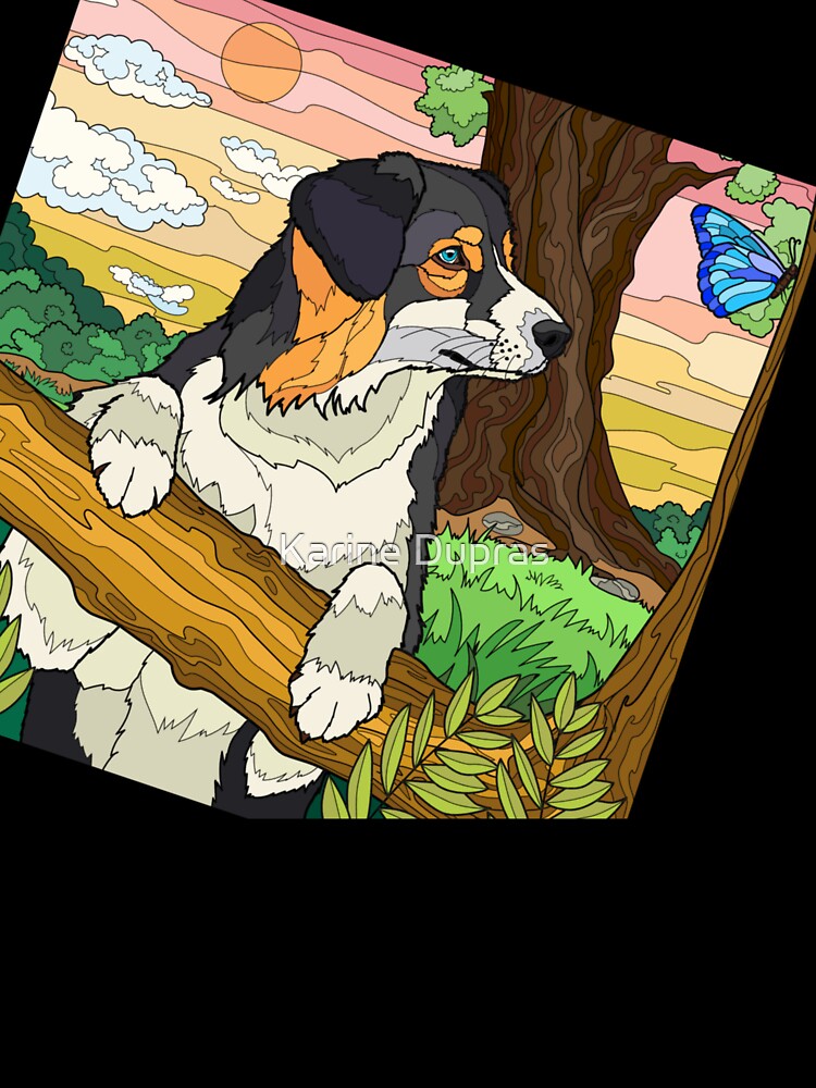 The dog who wants to touch the butterfly. by Karine Dupras