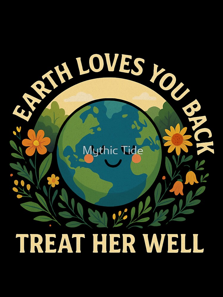 Earth Loves You Back T-Shirt – Positive Eco Message Tee for Nature Lovers by Mythic Tide