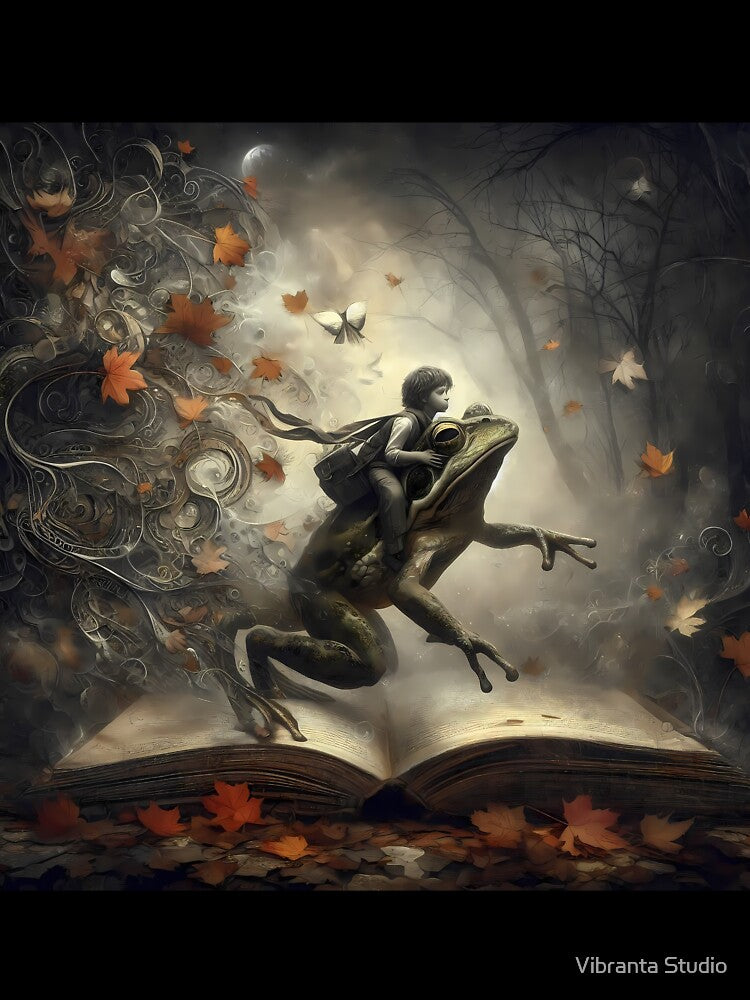 Boy riding a frog by Vibranta Studio