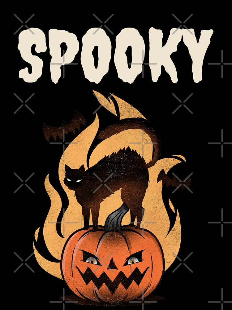 Spooky Black Cat on a Grinning Halloween Pumpkin by Mariana Piana
