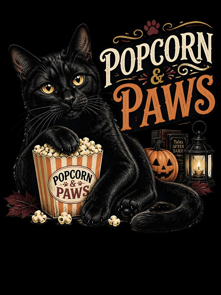 Popcorn & Paws Retro Halloween Poster Halloween by RoyesButler