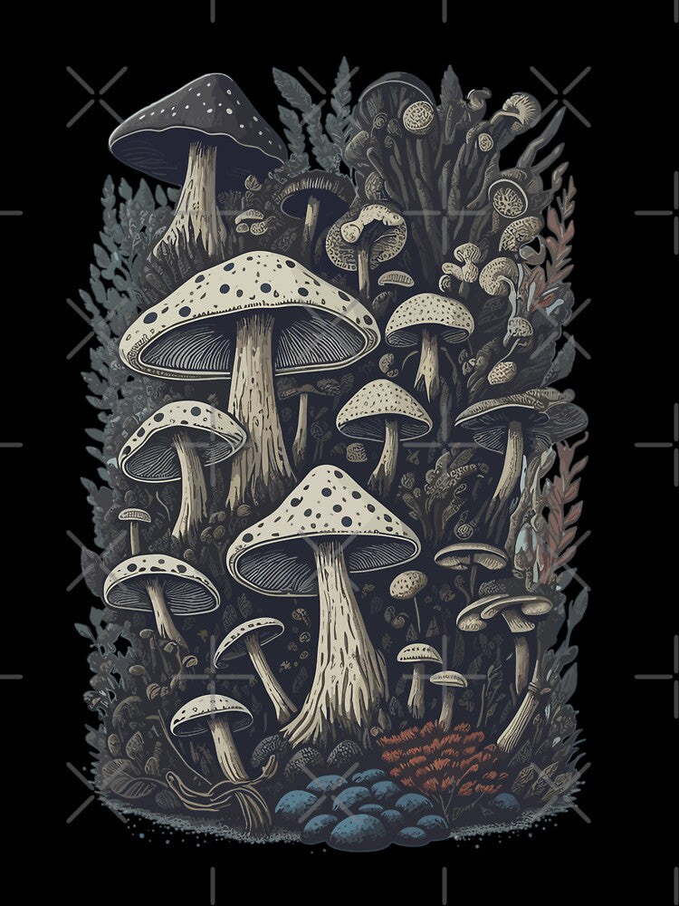 Forest Mushrooms Retro Style Mushroom by LuminOrb
