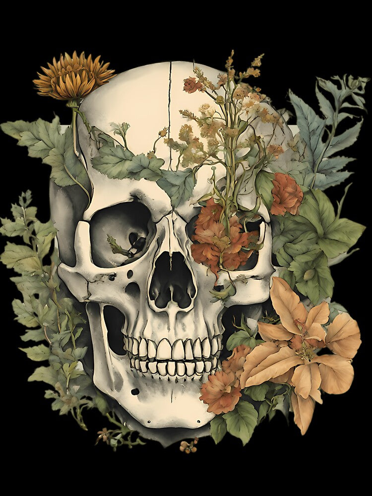 Skull And Roses Gothic Botany Illustration by mxelmurwemb46