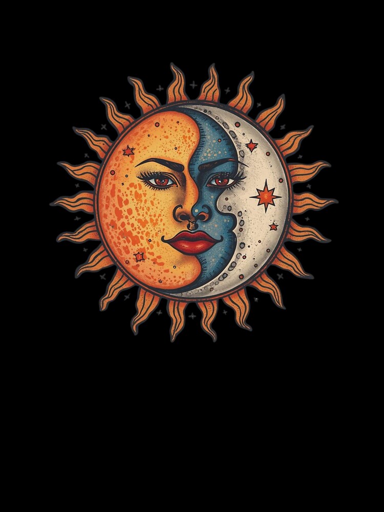Sun & Moon Harmony – Boho Celestial Mystical Illustration by catcurio