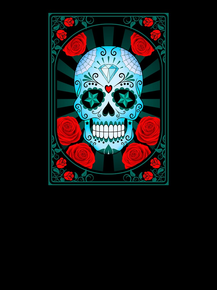 Blue Sugar Skull with Roses by JeffBartels
