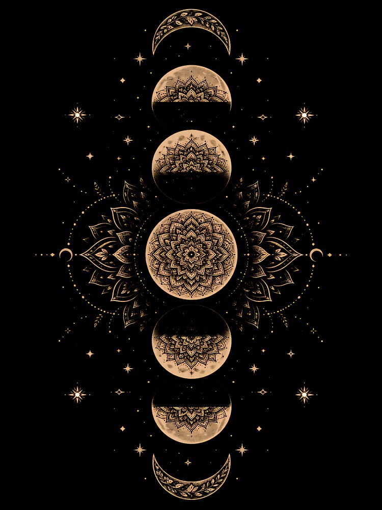 Moon Phases Mandala | Celestial Boho Line Art Design by CalmMandala