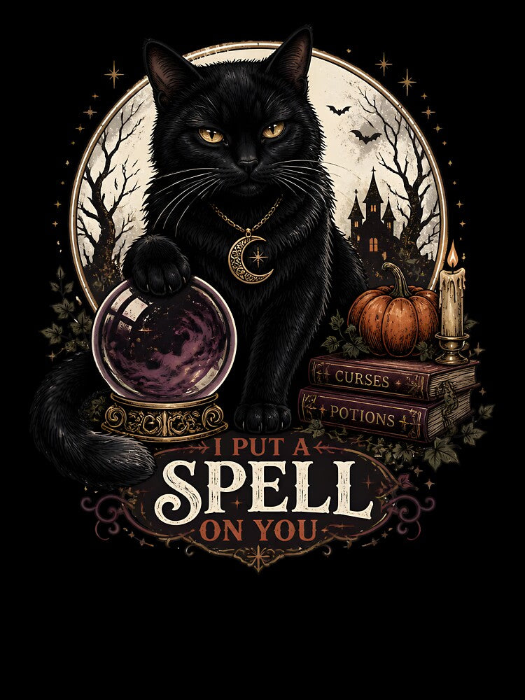 Crystal Ball Black Cat Vintage Halloween Label Halloween by KristenosNehk