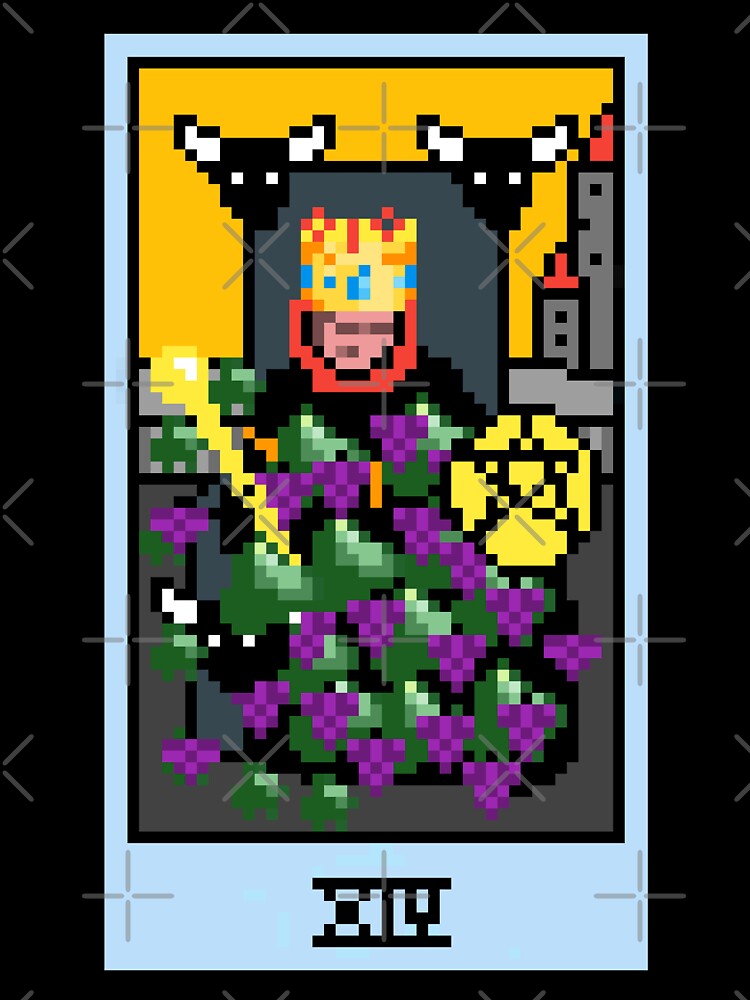 Wait, is this pixel art tarot? Yellow - Minor Arcana 'King of Pentacles' (Design for T-shirt, stickers and other accessories) by Pixel Waite