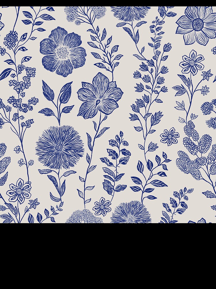 Dawn Meadow - Blue Wildflowers on Off-White by clary + sage