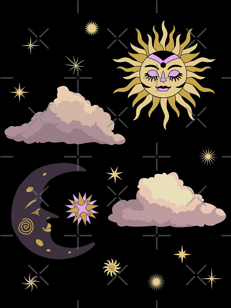 sun and moon celestial art by cutecrazytshirt