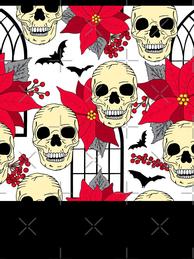 Gothic Skulls and Flowers Christmas Pattern by HotHibiscus