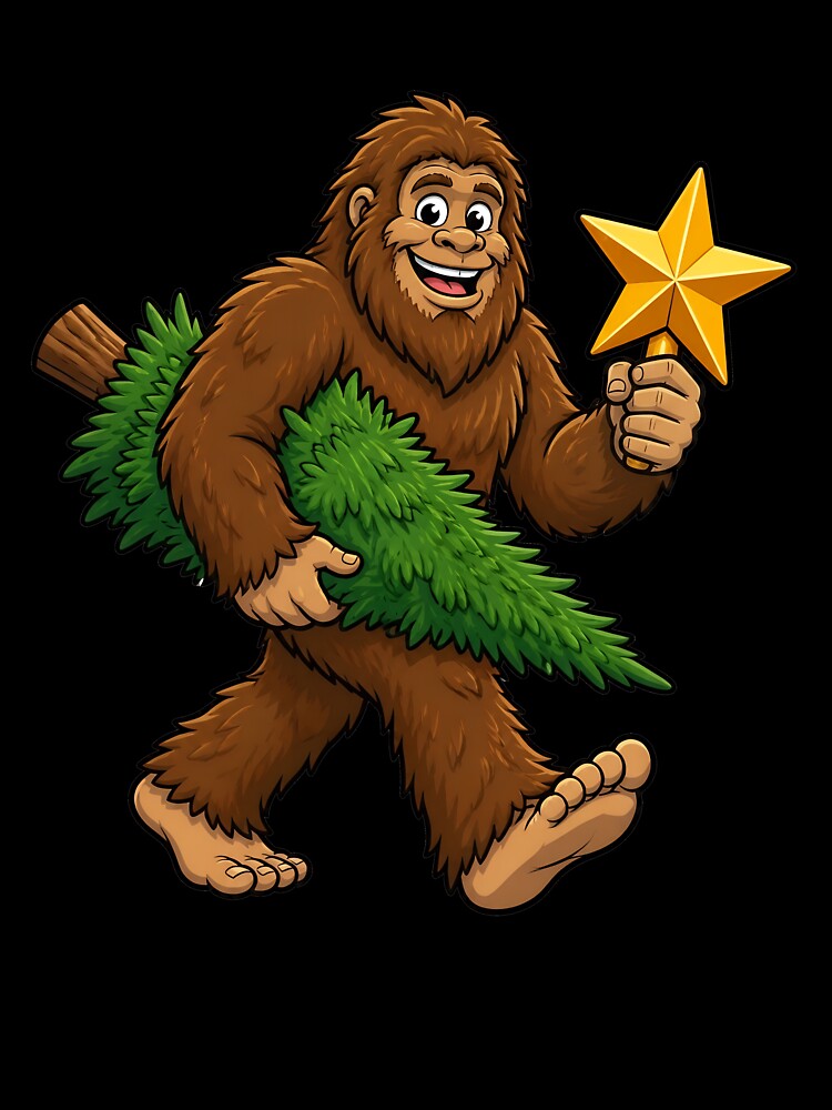 Bigfoot Christmas Tree And Star Sasquatch Christmas Bigfoot Gear by DynamicDesign