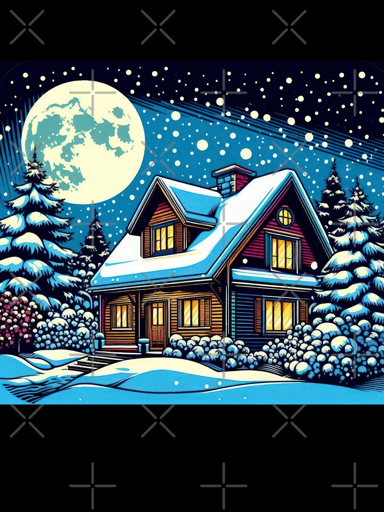 Christmas Vintage Landscape house with snow,Christmas Landscape,christmas retro,Christmas Vintage by Expressions-Sel
