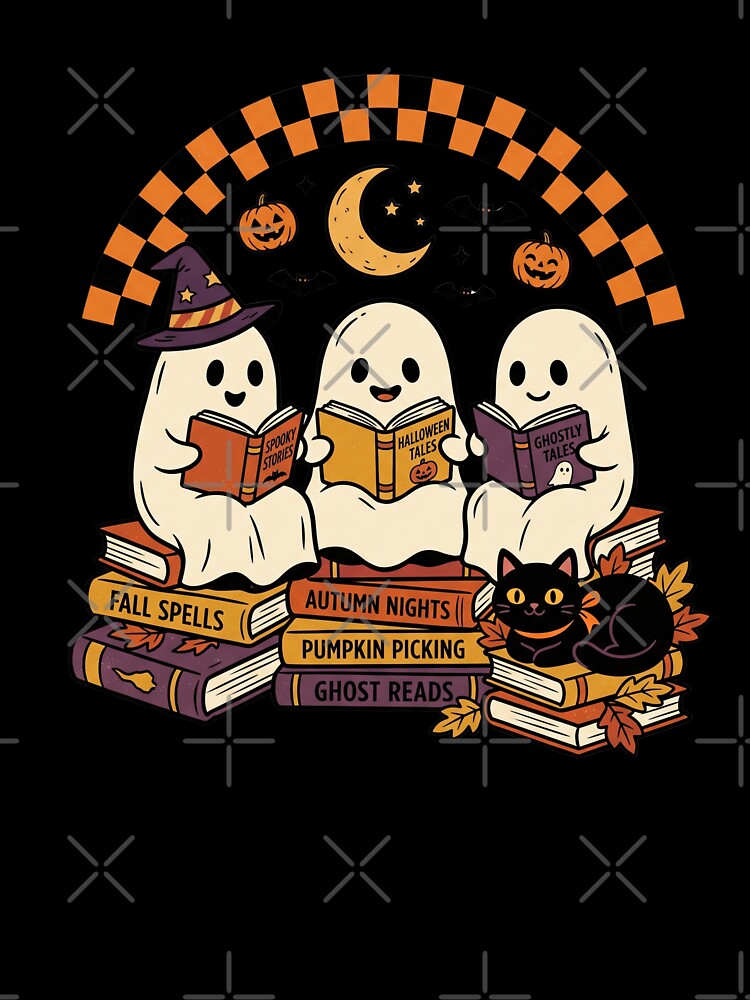 Cute Ghosts Reading Books by Tiffany Roy