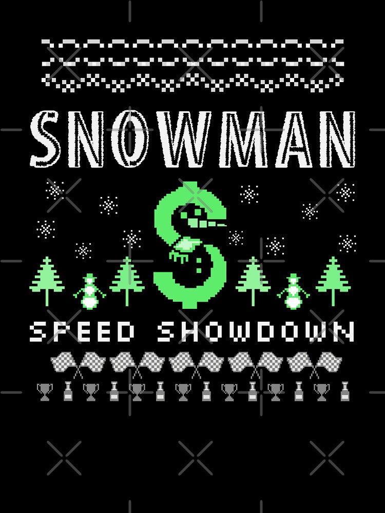 Snowman Speed Showdown Funny Christmas Holiday Sweater Xmas Tree Money Fast Racer Checkered Flag Racing Xmas by CarantinedChaos
