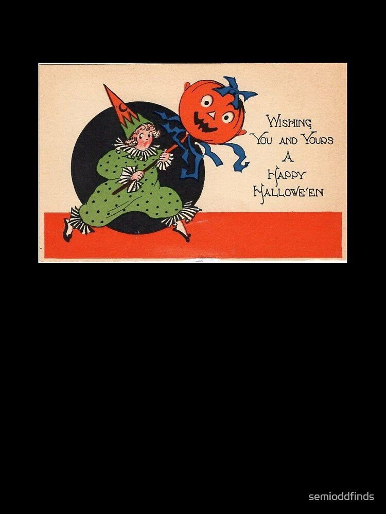 Vintage Halloween Greeting Card Wishing You and Yours by semioddfinds