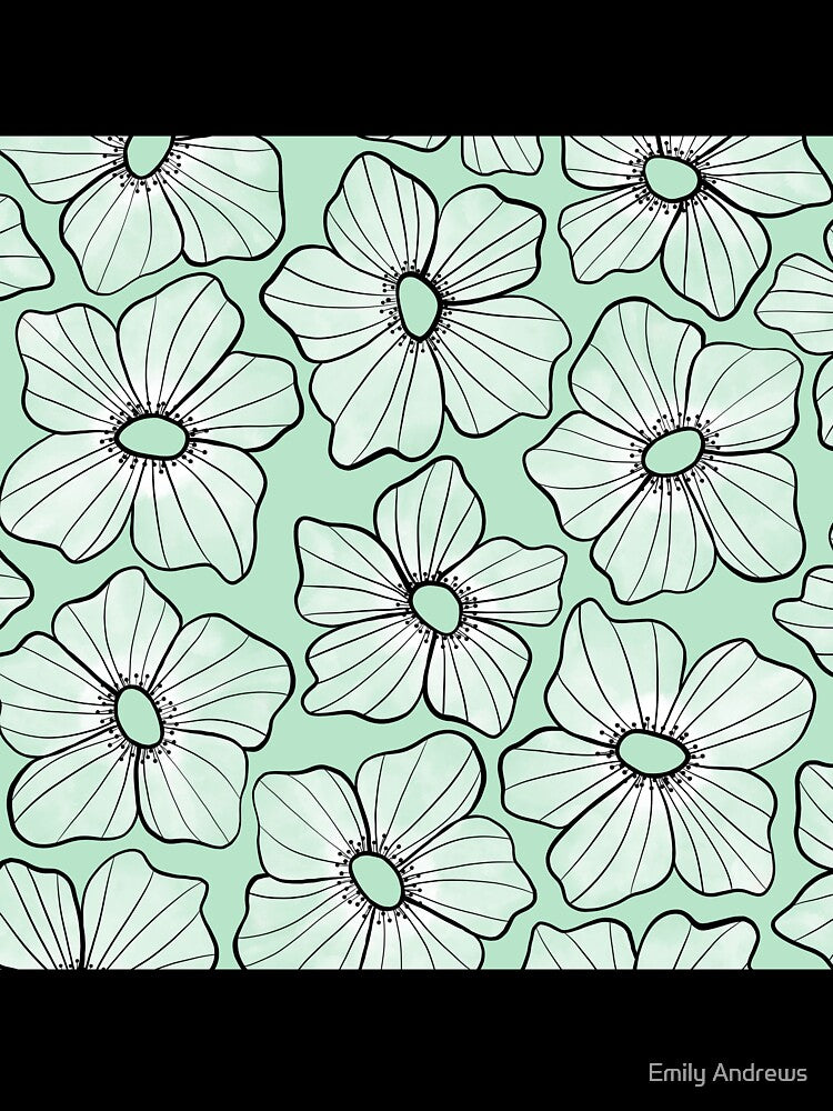 White Anemone - Green by PaintdFoxStudio